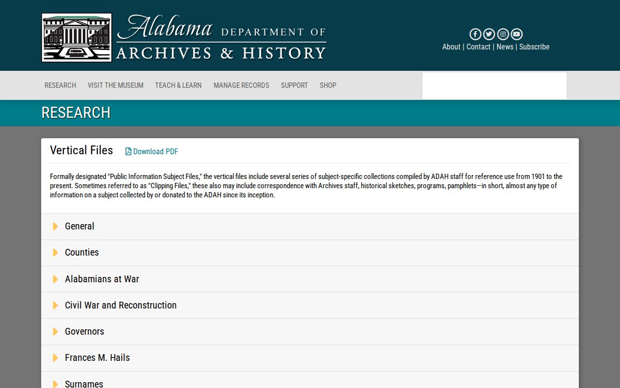 Montgomery County previous residents archives vertical files