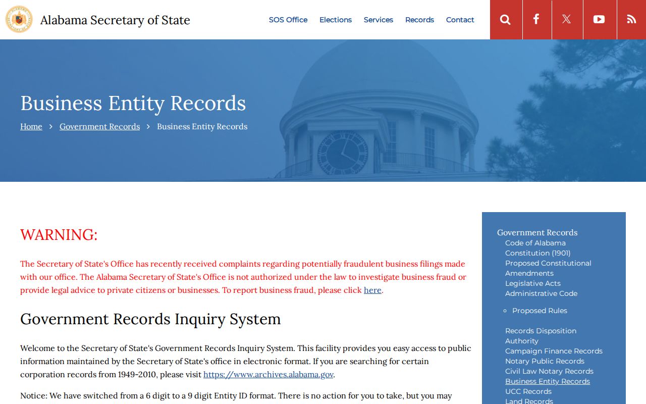 Montgomery County resident lookup through Alabama business entity records