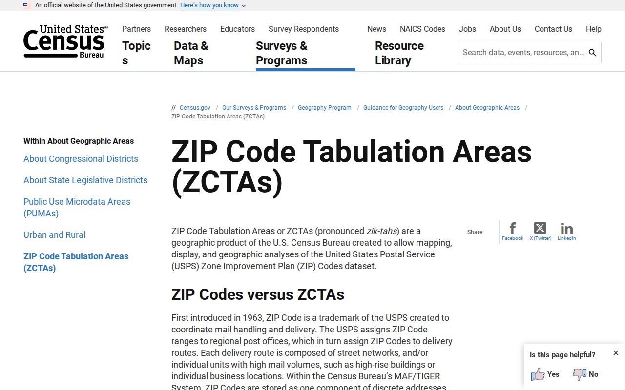 Census ZCTA explanation for Montgomery County ZIP code research